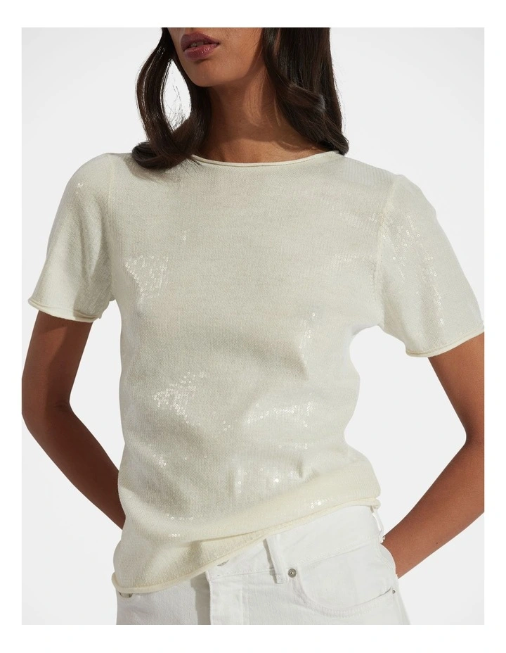 Sofia Sequin Knit Tee in Yellow image 3