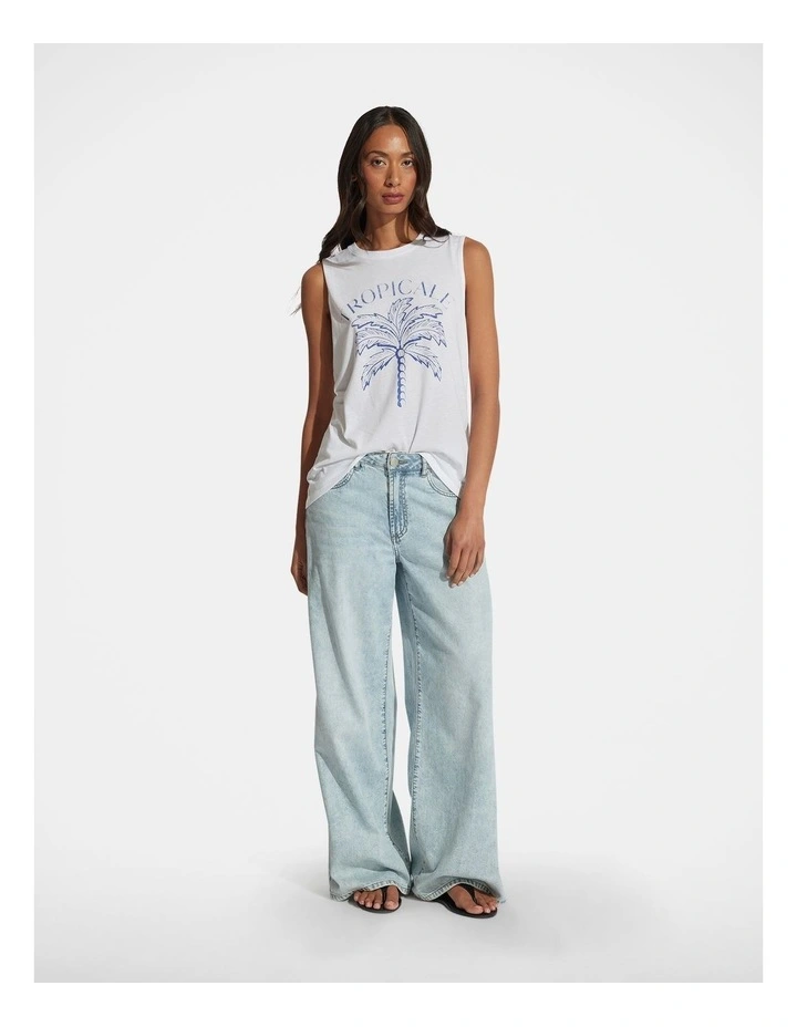 Slogan Boyfriend Tank Top in White image 1