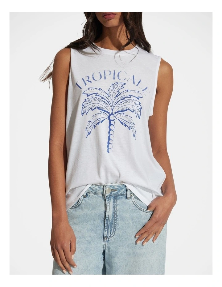 Slogan Boyfriend Tank Top in White image 3