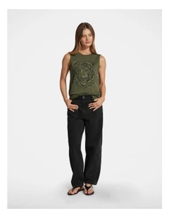 Foil Print Tank Top in Green