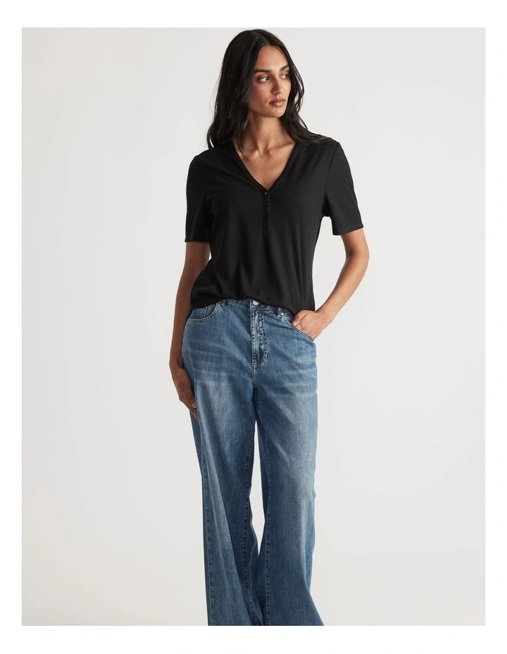 Short Sleeve Henley Top image 1