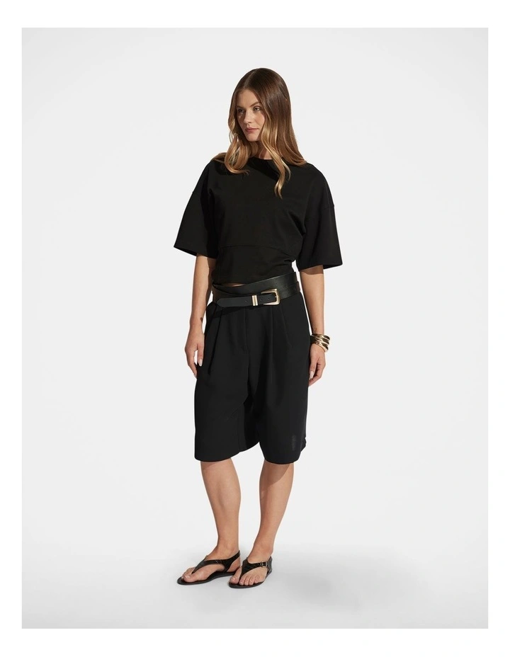 Kendall Fitted Waist Tee in Black image 1