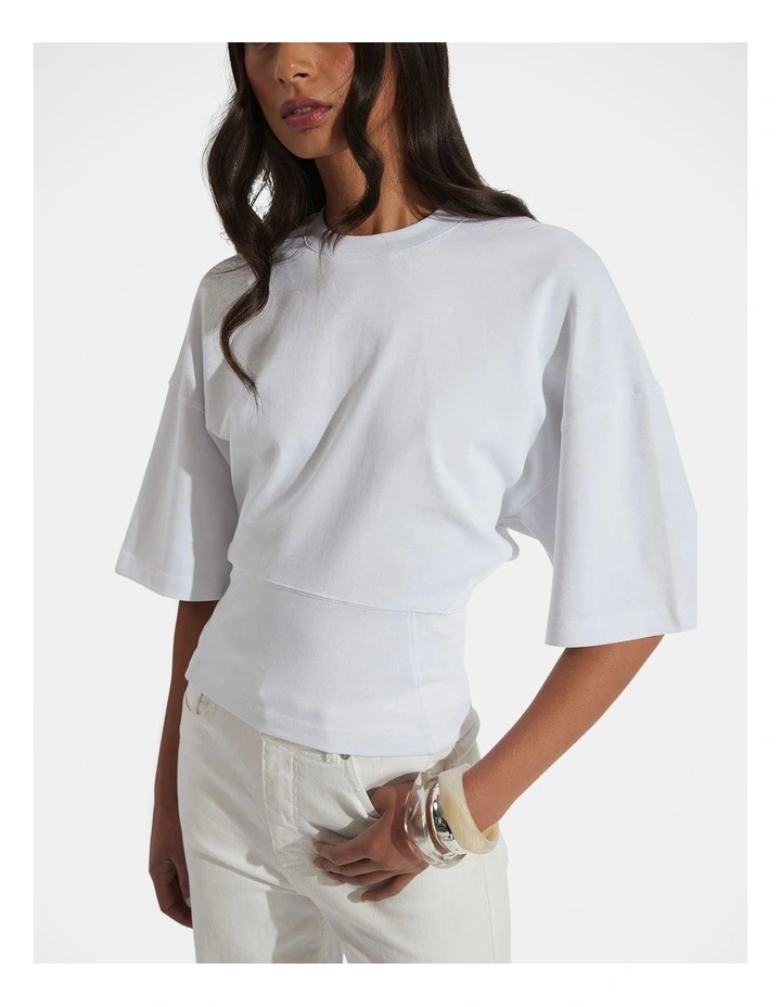 Kendall Fitted Waist Tee in Bright White image 3