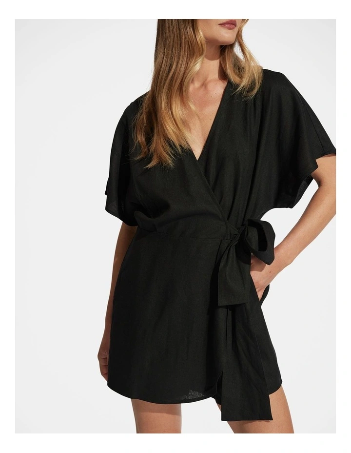 Gracie Wrap Playsuit in Black image 3