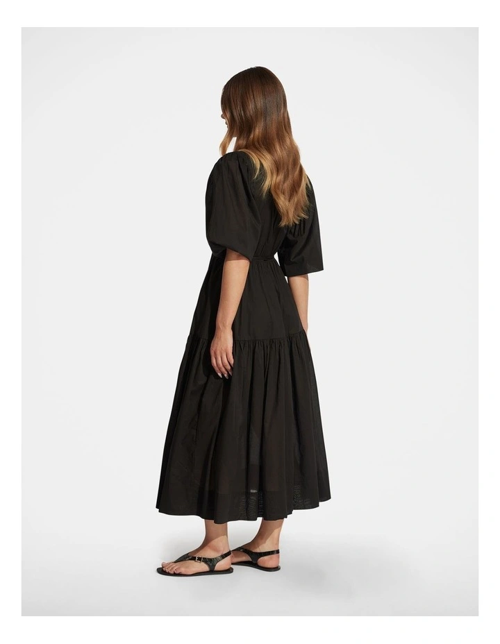 Tegan Midi Wrap Dress in Black image 2