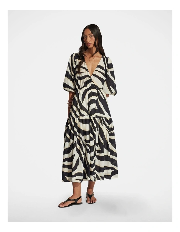 Tegan Midi Wrap Dress in Bold Zebra image 1