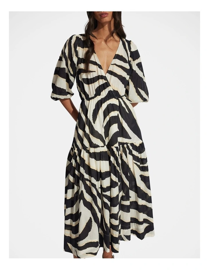 Tegan Midi Wrap Dress in Bold Zebra image 3