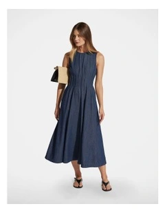 Demi Sleeveless Midi Dress in Dark Wash