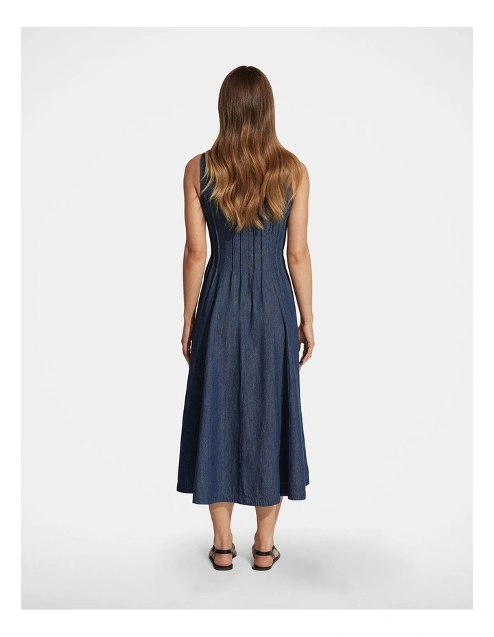 Demi Sleeveless Midi Dress in Dark Wash image 2