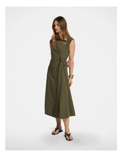 Nolita Knot Midi Dress in Fern Green