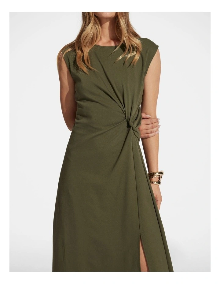 Nolita Knot Midi Dress in Fern Green image 3