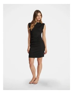 Anna Ruched Mini Dress in Black