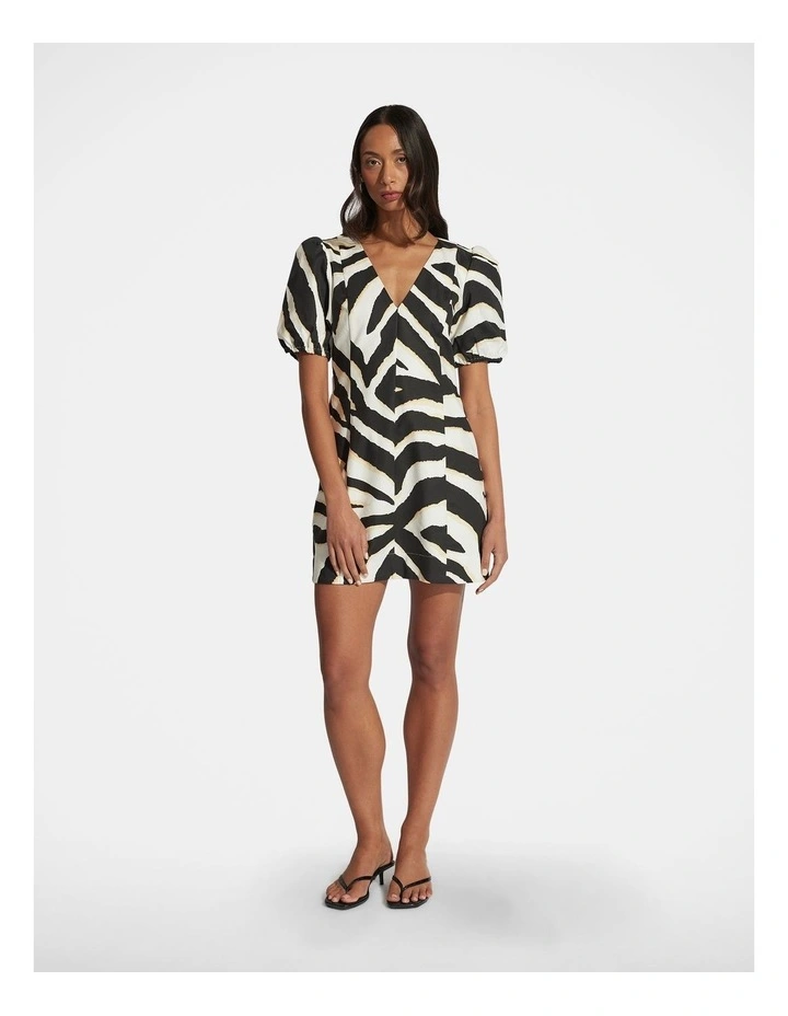 Jade Puff Sleeve Mini Dress in Bold Zebra image 1