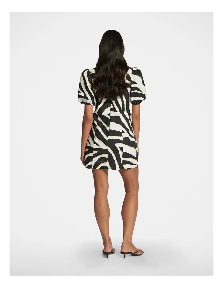 Jade Puff Sleeve Mini Dress in Bold Zebra image 2
