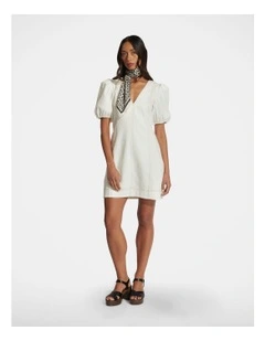 Jade Denim Mini Dress in Ecru