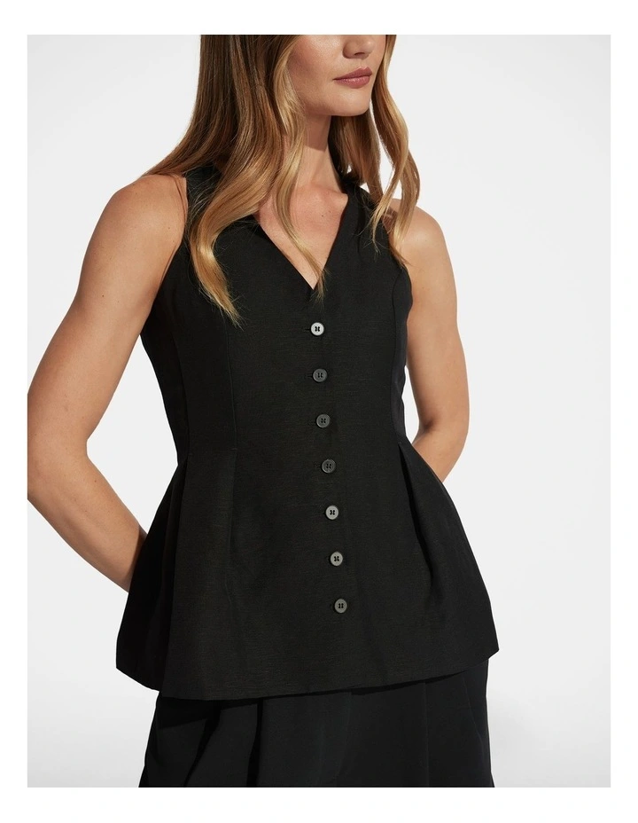 Veronica Vest Top in Black image 3