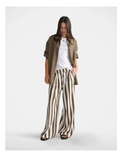 D-Luxe Linen Blend Stripe Pant in Green