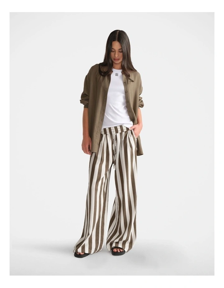 D-Luxe Linen Blend Stripe Pant in Green image 1
