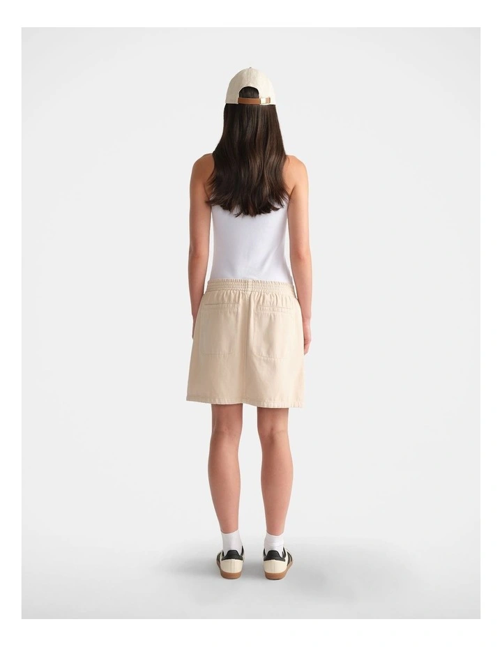 D Luxe Denim Pull On Skirt in Beige image 2