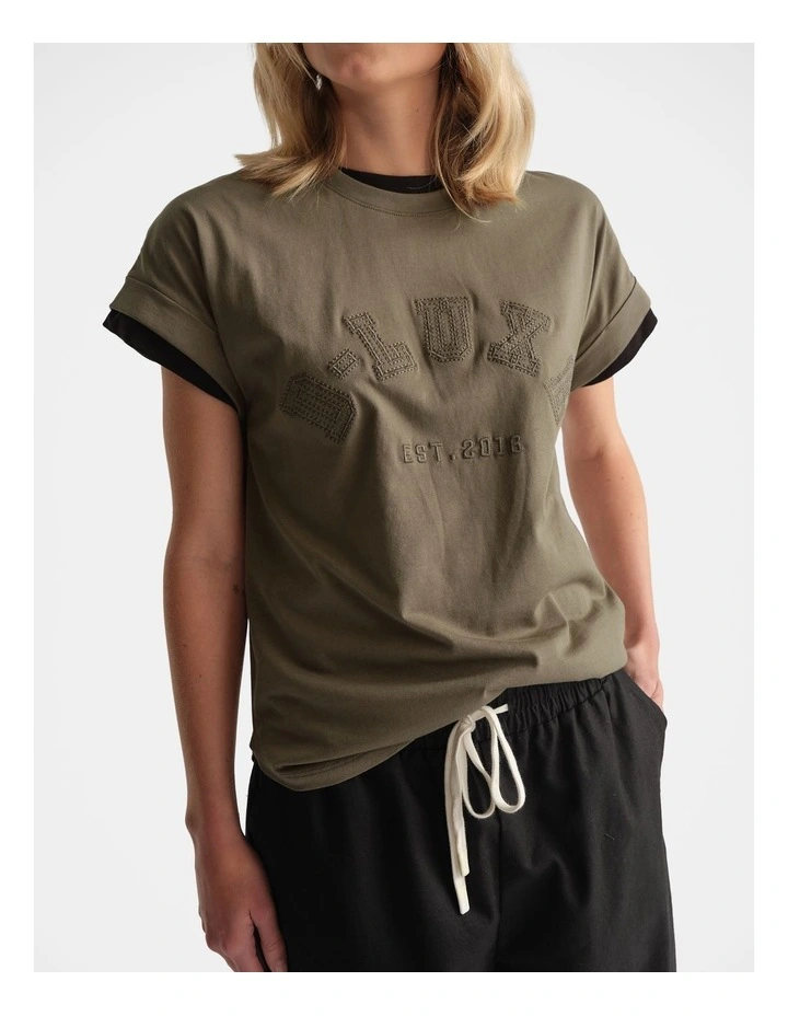 D-Luxe Collegiate Tonal Tee in Green image 3