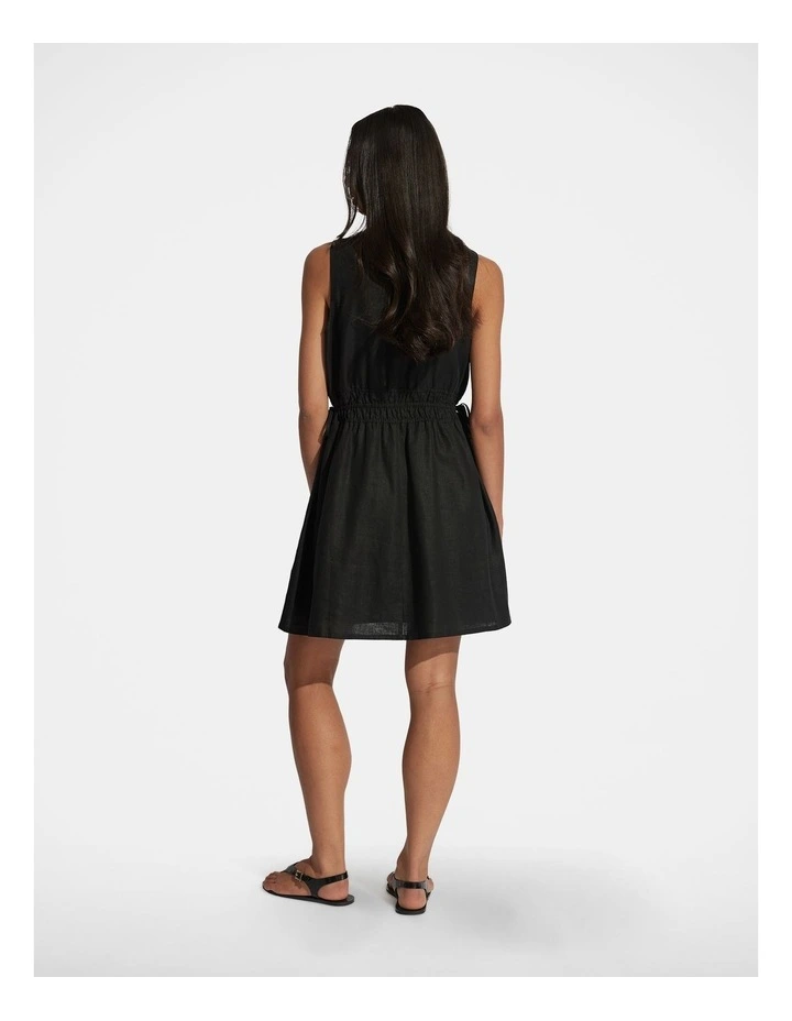 Cali Shirred Waist Mini Dress in Black image 2