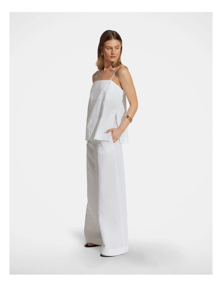 Alyssa Linen Blend Pant in White image 1