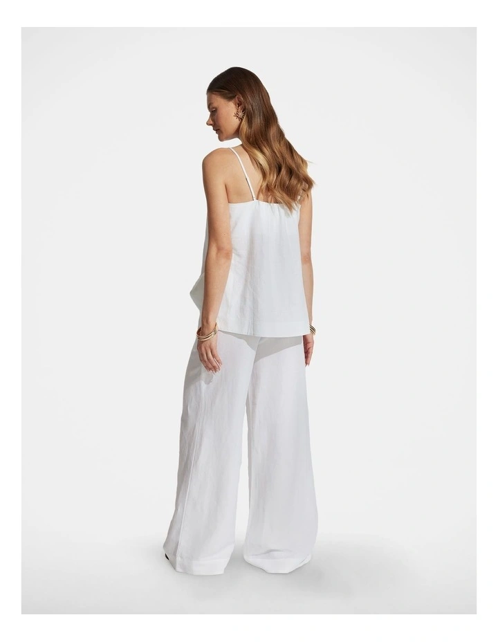 Alyssa Linen Blend Pant in White image 2