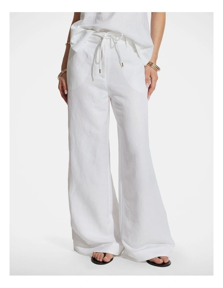 Alyssa Linen Blend Pant in White image 3