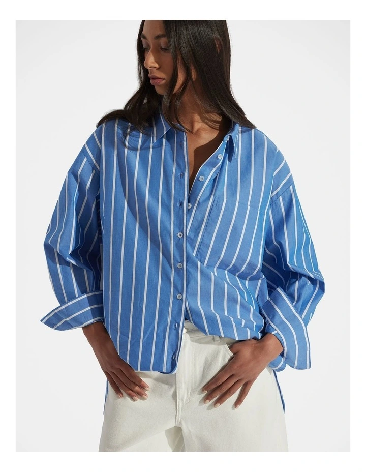 Ella Oversized Shirt in Blue image 3