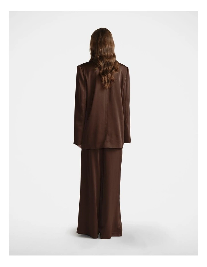 Sadie Satin Pleated Pant in Brown image 2