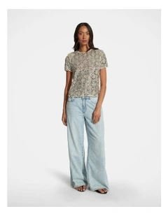 Millie Embellished Tee in Silver