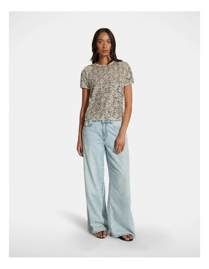 Millie Embellished Tee in Silver image 1