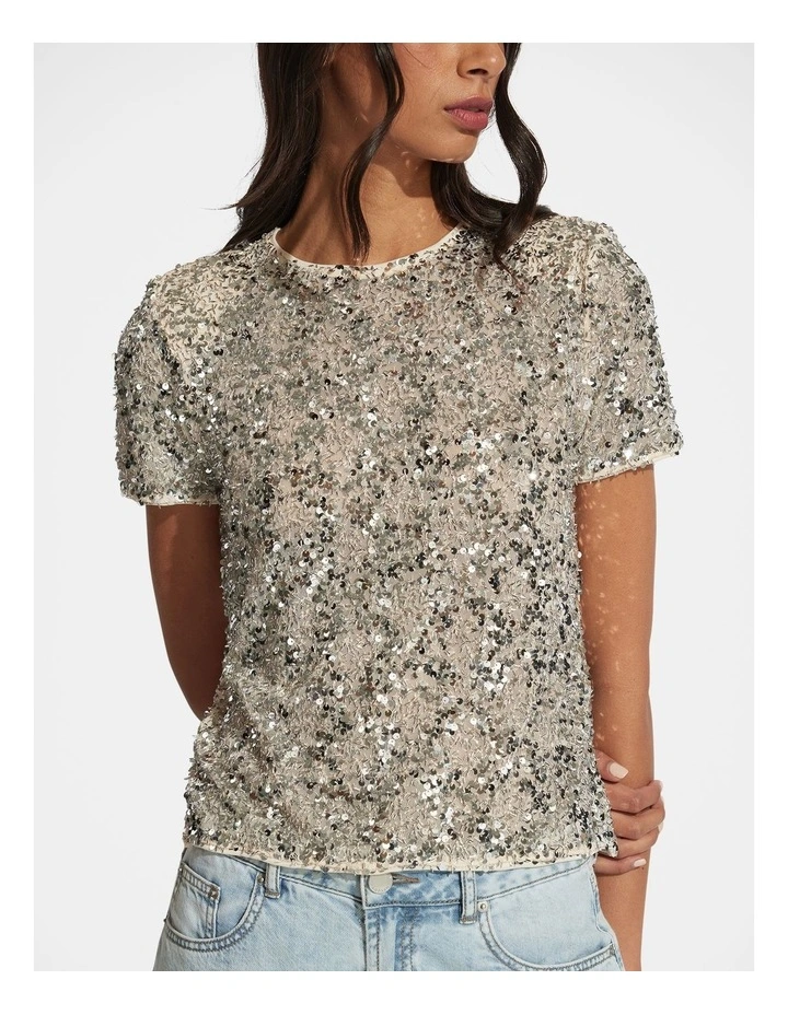 Millie Embellished Tee in Silver image 3