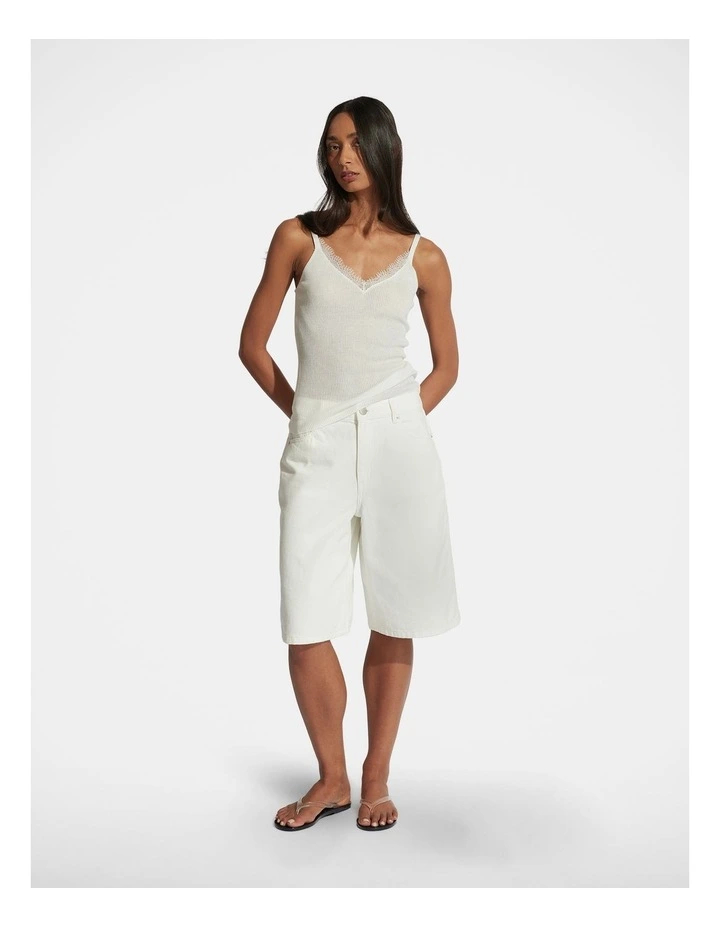 Simone Denim Bermuda Short in White image 1