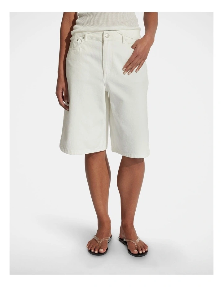 Simone Denim Bermuda Short in White image 3