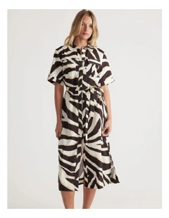 Madison Midi Shirt Dress in Black