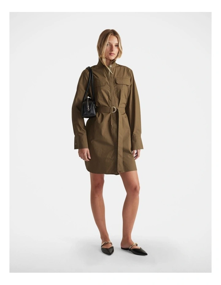 Layla Mini Shirt Dress in Green image 1