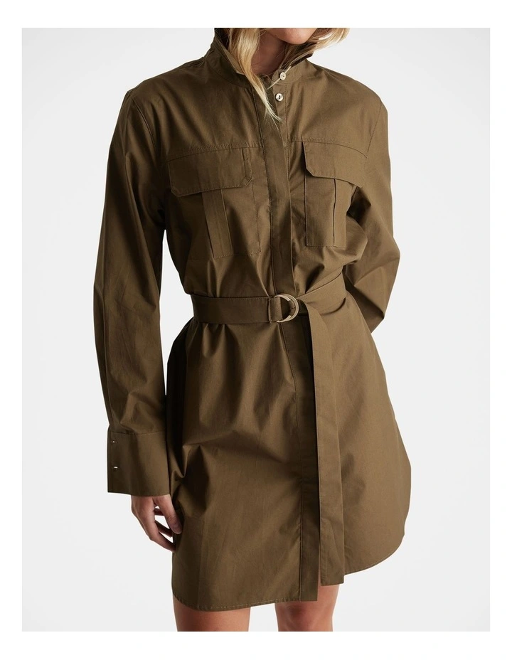 Layla Mini Shirt Dress in Green image 3