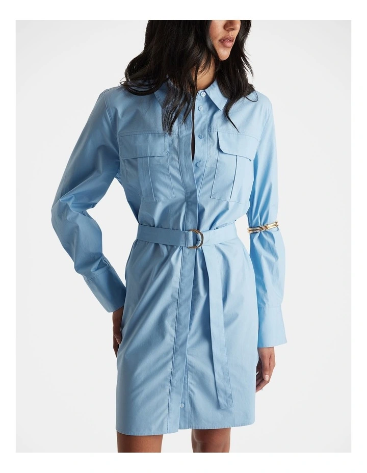 Layla Mini Shirt Dress in Blue image 3
