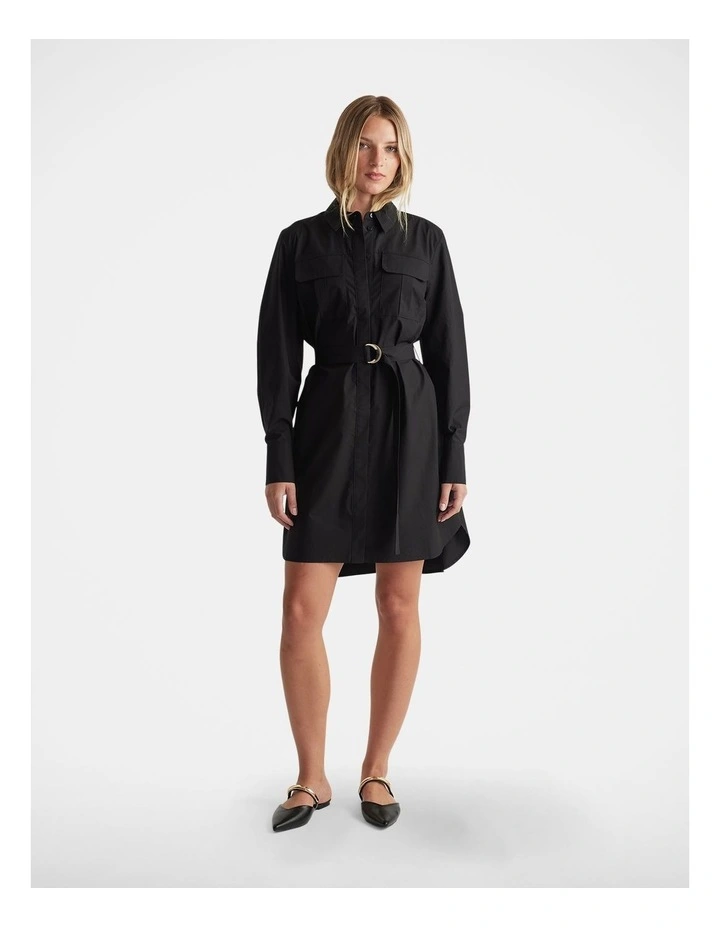Layla Mini Shirt Dress in Black image 1