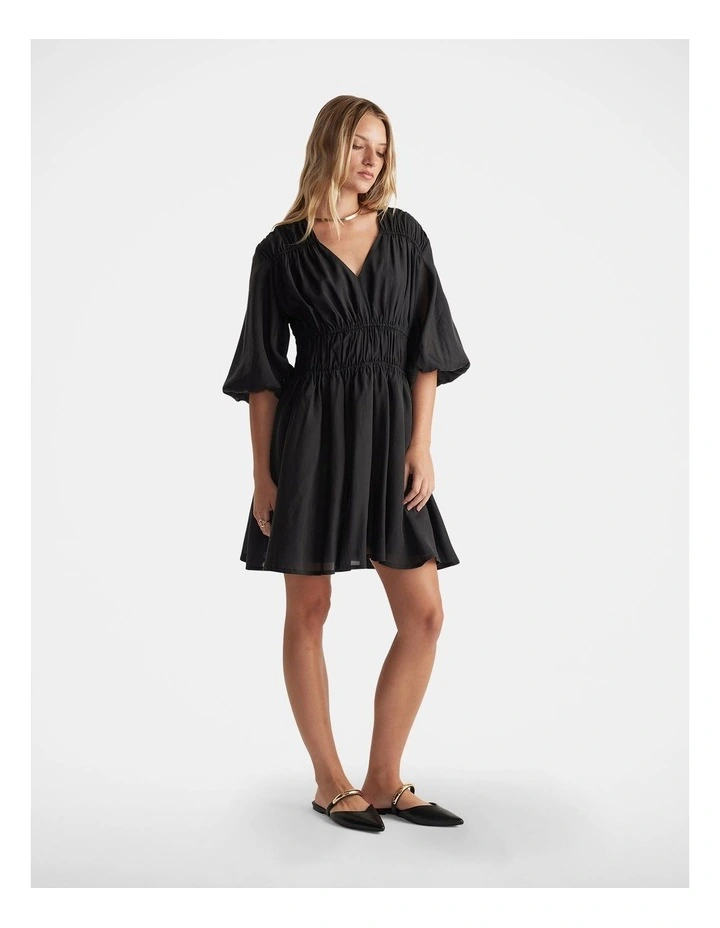 Mila Tiered Mini Dress in Black image 1