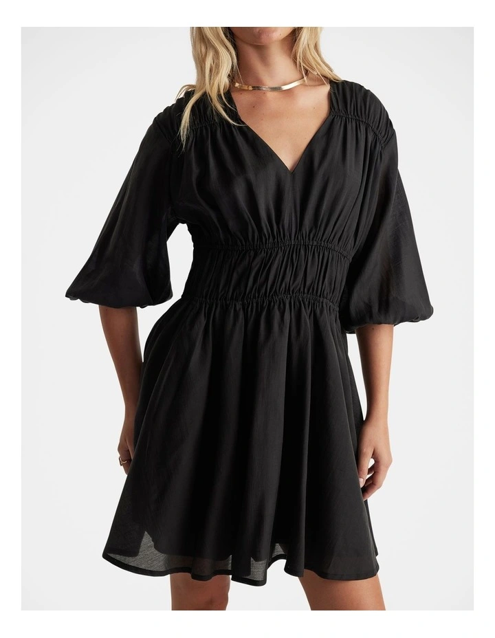 Mila Tiered Mini Dress in Black image 3