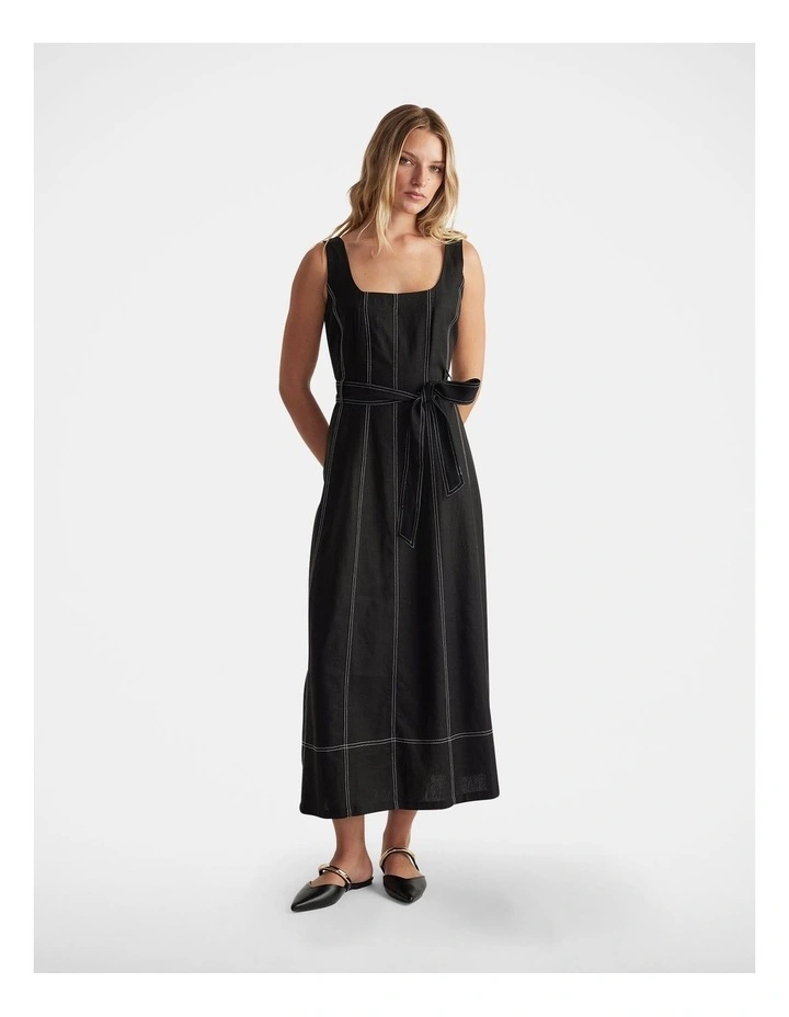 Rose Panelled Maxi Dress in Black image 1