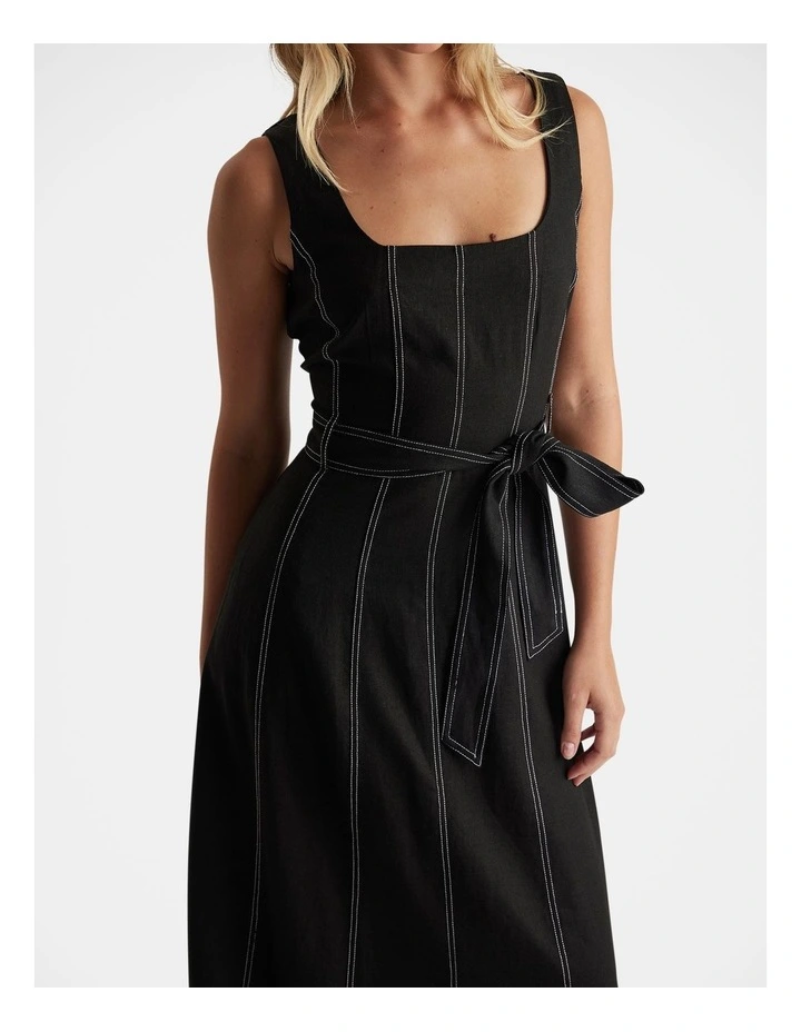 Rose Panelled Maxi Dress in Black image 3