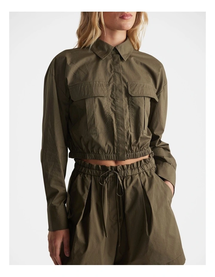 Rey Crop Shirt in Green image 3