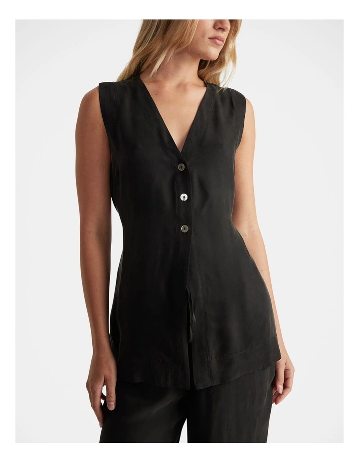 Carson Cupro Top in Black image 3