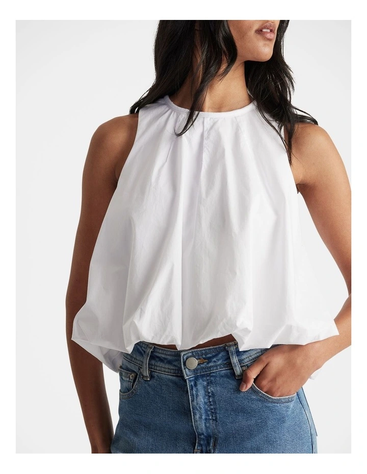 Rey Cotton Bubble Top in White image 3