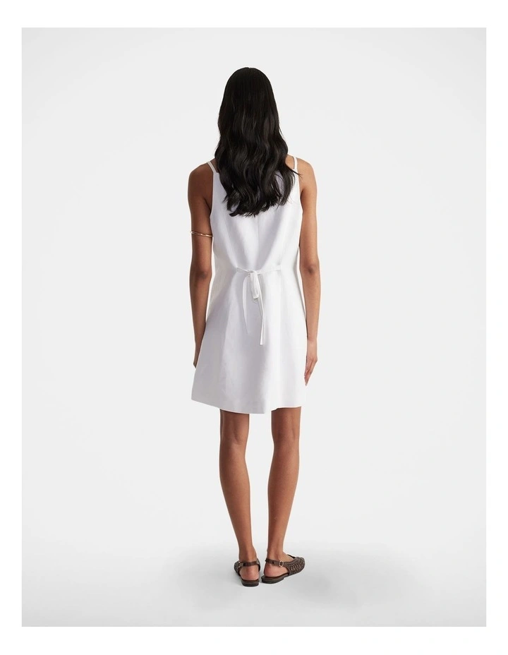 Benne Button Front Vest Dress in White image 2