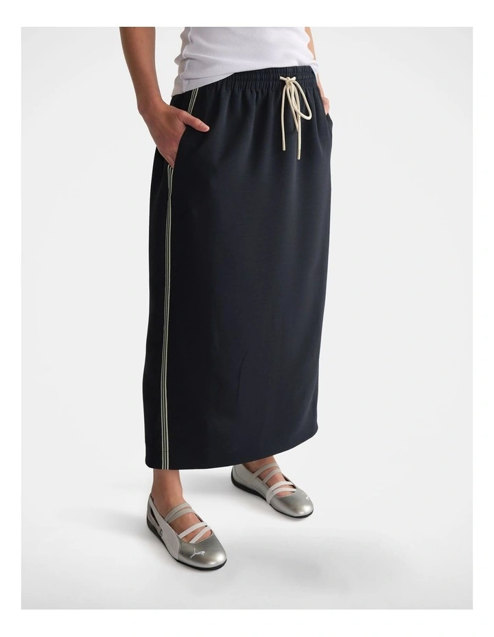 Racer Stripe Midi Skirt in Black image 3