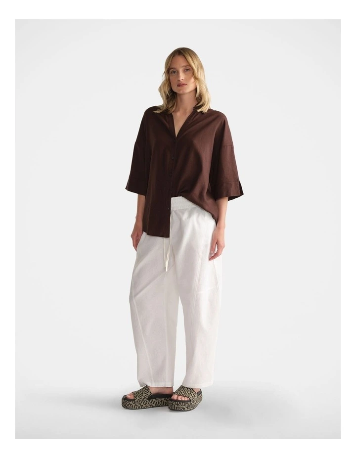 Linen Blend 3/4 Shirt in Brown image 1